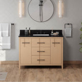 48'' Black Katara Vanity, Black Granite Vanity Top, Undermount Rectangle Bowl