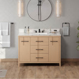 48'' Black Katara Vanity, Calacatta Vienna Quartz Vanity Top, Undermount Rectangle Bowl