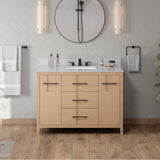 48'' Black Katara Vanity, White Carrara Marble Vanity Top, Undermount Rectangle Bowl