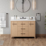 48'' Black Katara Vanity, White Quartz Vanity Top, Undermount Rectangle Bowl