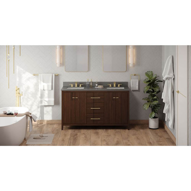 Jeffrey Alexander - Katara 60'' Double Bathroom Vanity Set - Dark Walnut