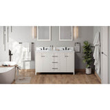 Jeffrey Alexander - 60'' White Katara Vanity, Double Bowl, White Quartz Vanity Top, Two Undermount Rectangle Bowls - White