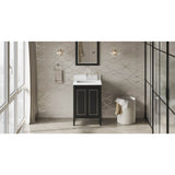 Jeffrey Alexander - 24'' Black Percival Vanity, White Quartz Vanity Top, Undermount Rectangle Bowl - Black
