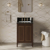 24'' Black Percival Vanity, Black Granite Vanity Top, Undermount Rectangle Bowl