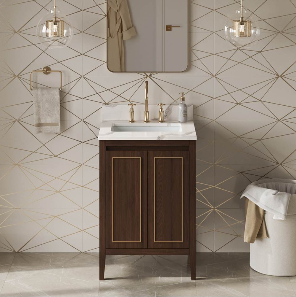 24'' Black Percival Vanity, Calacatta Vienna Quartz Vanity Top, Undermount Rectangle Bowl