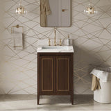 24'' Black Percival Vanity, Calacatta Vienna Quartz Vanity Top, Undermount Rectangle Bowl