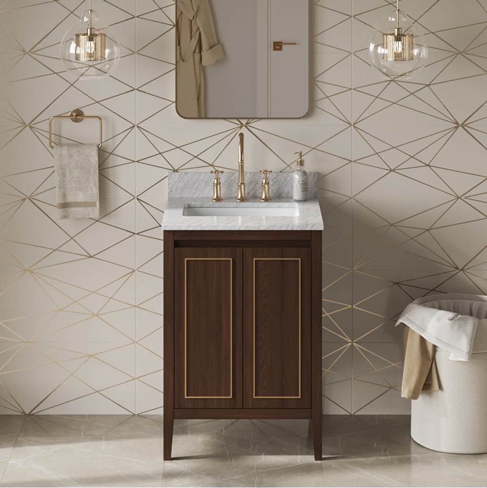 24'' Black Percival Vanity, White Carrara Marble Vanity Top, Undermount Rectangle Bowl