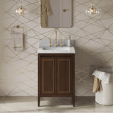 24'' Black Percival Vanity, White Carrara Marble Vanity Top, Undermount Rectangle Bowl