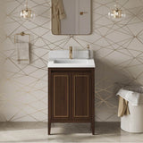 24'' Black Percival Vanity, White Quartz Vanity Top, Undermount Rectangle Bowl