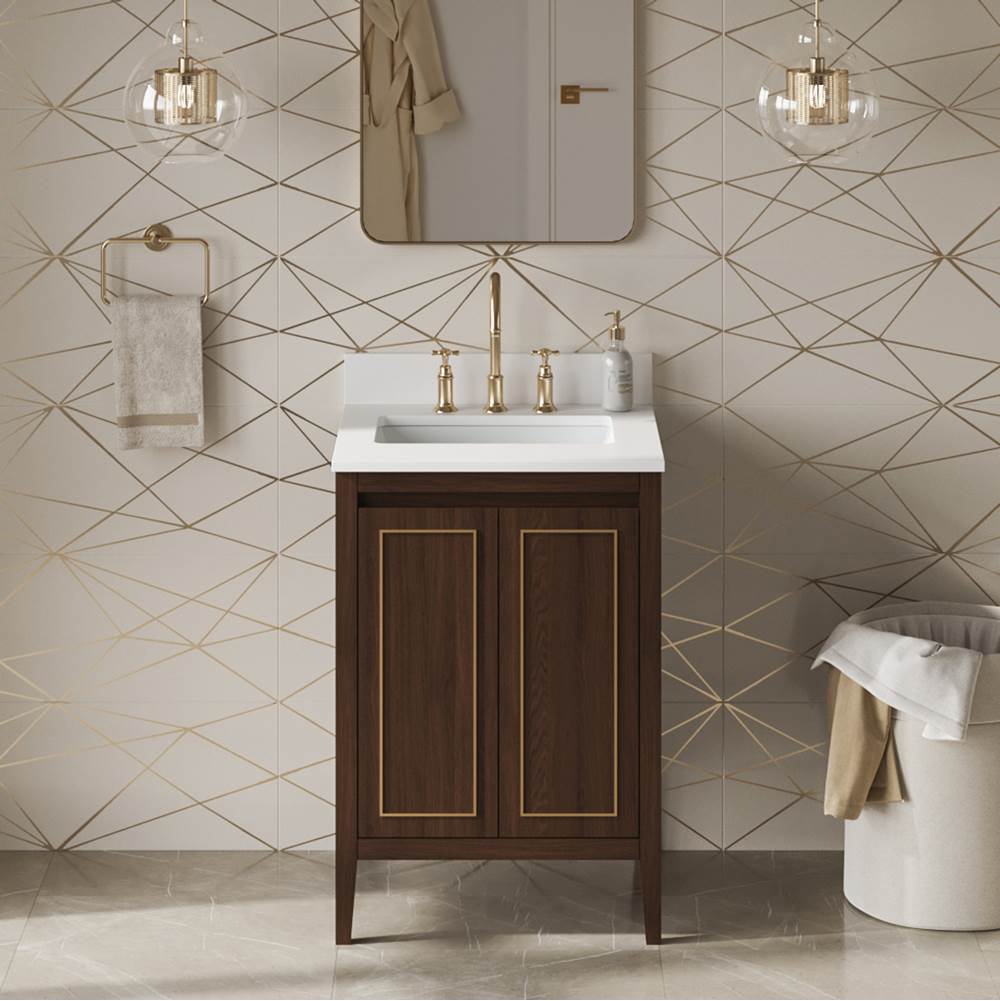 24'' Black Percival Vanity, White Quartz Vanity Top, Undermount Rectangle Bowl