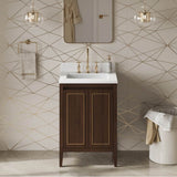 24'' Black Percival Vanity, White Quartz Vanity Top, Undermount Rectangle Bowl