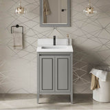 24'' Black Percival Vanity, White Quartz Vanity Top, Undermount Rectangle Bowl