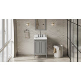 Jeffrey Alexander - 24'' Grey Percival Vanity, White Quartz Vanity Top, Undermount Rectangle Bowl - Grey