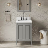 24'' Black Percival Vanity, White Quartz Vanity Top, Undermount Rectangle Bowl