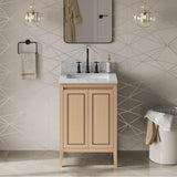 24'' Black Percival Vanity, White Carrara Marble Vanity Top, Undermount Rectangle Bowl
