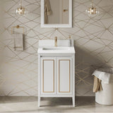 24'' Black Percival Vanity, White Quartz Vanity Top, Undermount Rectangle Bowl