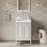 24'' Black Percival Vanity, White Quartz Vanity Top, Undermount Rectangle Bowl