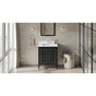 Jeffrey Alexander - 30'' Black Percival Vanity, White Quartz Vanity Top, Undermount Rectangle Bowl - Black