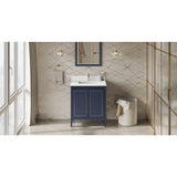 Jeffrey Alexander - 30'' Hale Blue Percival Vanity, White Quartz Vanity Top, Undermount Rectangle Bowl - Hale Blue