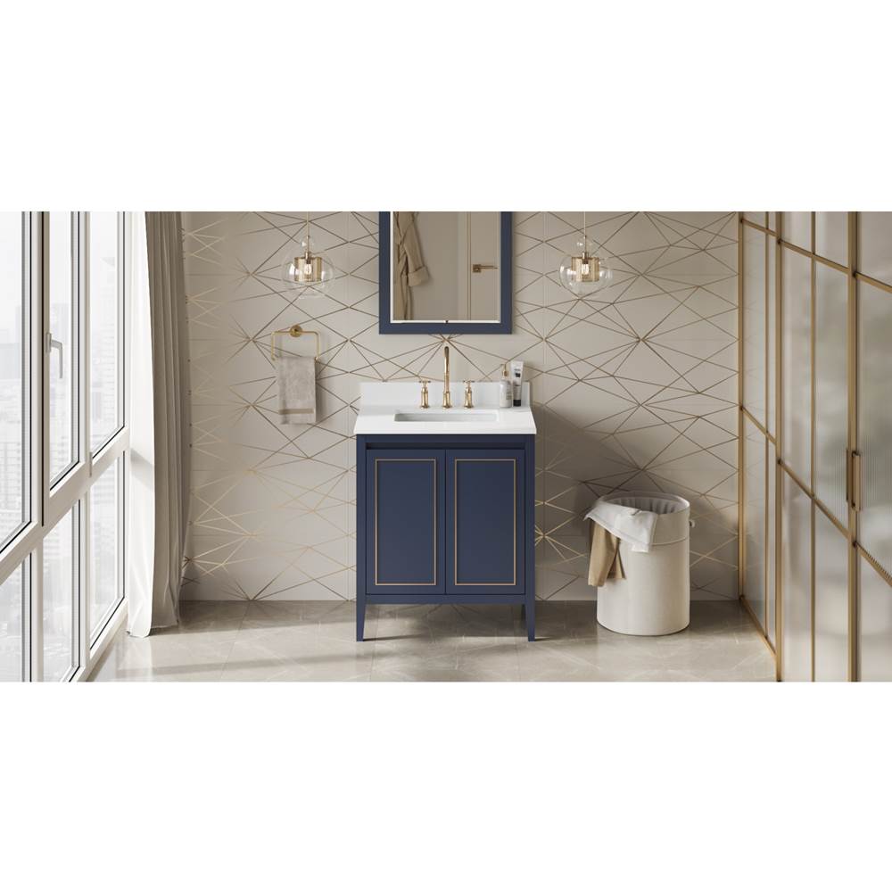 Jeffrey Alexander - 30'' Hale Blue Percival Vanity, White Quartz Vanity Top, Undermount Rectangle Bowl - Hale Blue