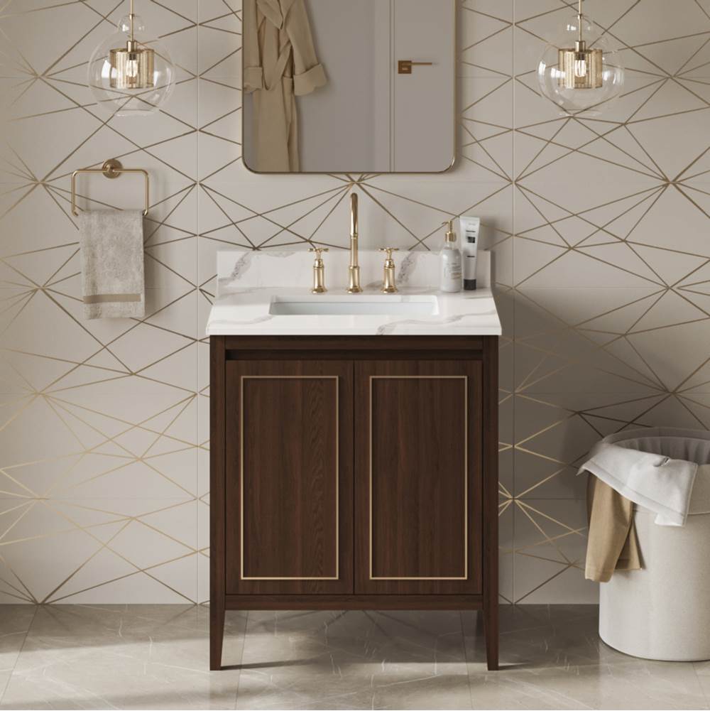 30'' Black Percival Vanity, Calacatta Vienna Quartz Vanity Top, Undermount Rectangle Bowl