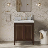 30'' Black Percival Vanity, White Carrara Marble Vanity Top, Undermount Rectangle Bowl