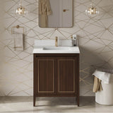 30'' Black Percival Vanity, White Quartz Vanity Top, Undermount Rectangle Bowl