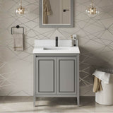 30'' Black Percival Vanity, White Quartz Vanity Top, Undermount Rectangle Bowl