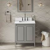 30'' Black Percival Vanity, White Quartz Vanity Top, Undermount Rectangle Bowl