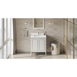 Jeffrey Alexander - 30'' White Percival Vanity, White Quartz Vanity Top, Undermount Rectangle Bowl - White