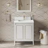 30'' Black Percival Vanity, White Quartz Vanity Top, Undermount Rectangle Bowl