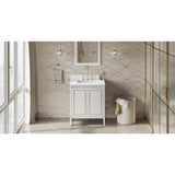 Jeffrey Alexander - 30'' White Percival Vanity, White Quartz Vanity Top, Undermount Rectangle Bowl - White