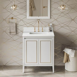 30'' Black Percival Vanity, White Quartz Vanity Top, Undermount Rectangle Bowl