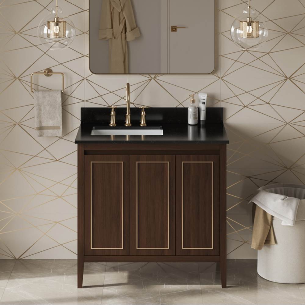 36'' Black Percival Vanity, Left Offset, Black Granite Vanity Top, Undermount Rectangle Bowl