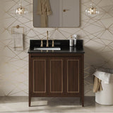 36'' Black Percival Vanity, Left Offset, Black Granite Vanity Top, Undermount Rectangle Bowl