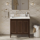 36'' Black Percival Vanity, Left Offset, Calacatta Vienna Quartz Vanity Top, Undermount Rectangle Bowl