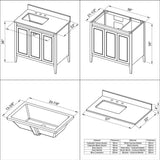 36'' Black Percival Vanity, Left Offset, Calacatta Vienna Quartz Vanity Top, Undermount Rectangle Bowl