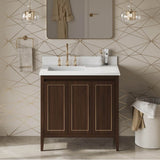 36'' Black Percival Vanity, Left Offset, White Quartz Vanity Top, Undermount Rectangle Bowl