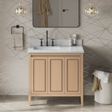 36'' Black Percival Vanity, Left Offset, White Carrara Marble Vanity Top, Undermount Rectangle Bowl