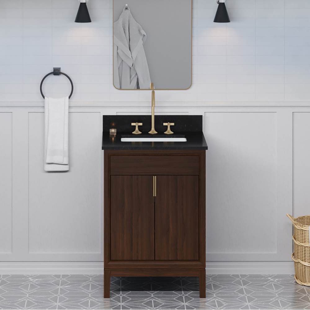 24'' Black Theodora Vanity, Black Granite Vanity Top, Undermount Rectangle Bowl