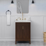 24'' Black Theodora Vanity, Calacatta Vienna Quartz Vanity Top, Undermount Rectangle Bowl