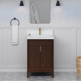 24'' Black Theodora Vanity, White Quartz Vanity Top, Undermount Rectangle Bowl