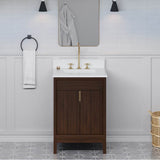 24'' Black Theodora Vanity, White Quartz Vanity Top, Undermount Rectangle Bowl