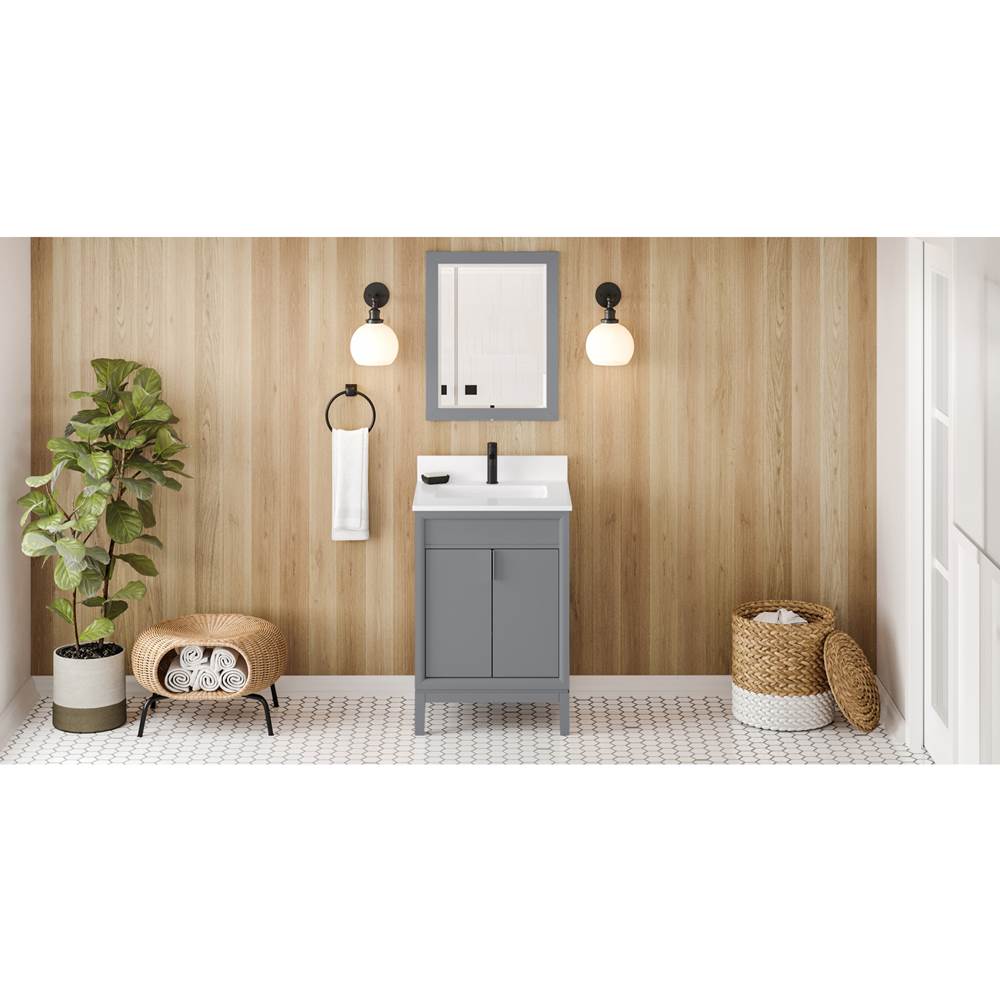 Jeffrey Alexander - 24'' Grey Theodora Vanity, White Quartz Vanity Top, Undermount Rectangle Bowl - Grey