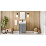 Jeffrey Alexander - 24'' Grey Theodora Vanity, White Quartz Vanity Top, Undermount Rectangle Bowl - Grey