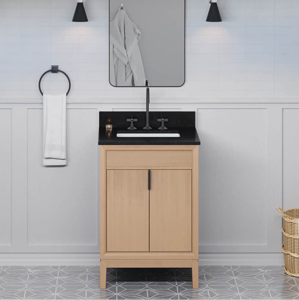 24'' Black Theodora Vanity, Black Granite Vanity Top, Undermount Rectangle Bowl