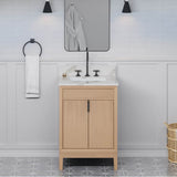 24'' Black Theodora Vanity, Calacatta Vienna Quartz Vanity Top, Undermount Rectangle Bowl