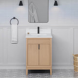 24'' Black Theodora Vanity, White Quartz Vanity Top, Undermount Rectangle Bowl