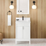 24'' Black Theodora Vanity, White Quartz Vanity Top, Undermount Rectangle Bowl