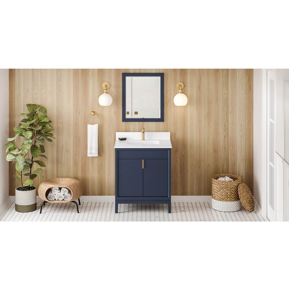Jeffrey Alexander - 30'' Hale Blue Theodora Vanity, White Quartz Vanity Top, Undermount Rectangle Bowl - Hale Blue